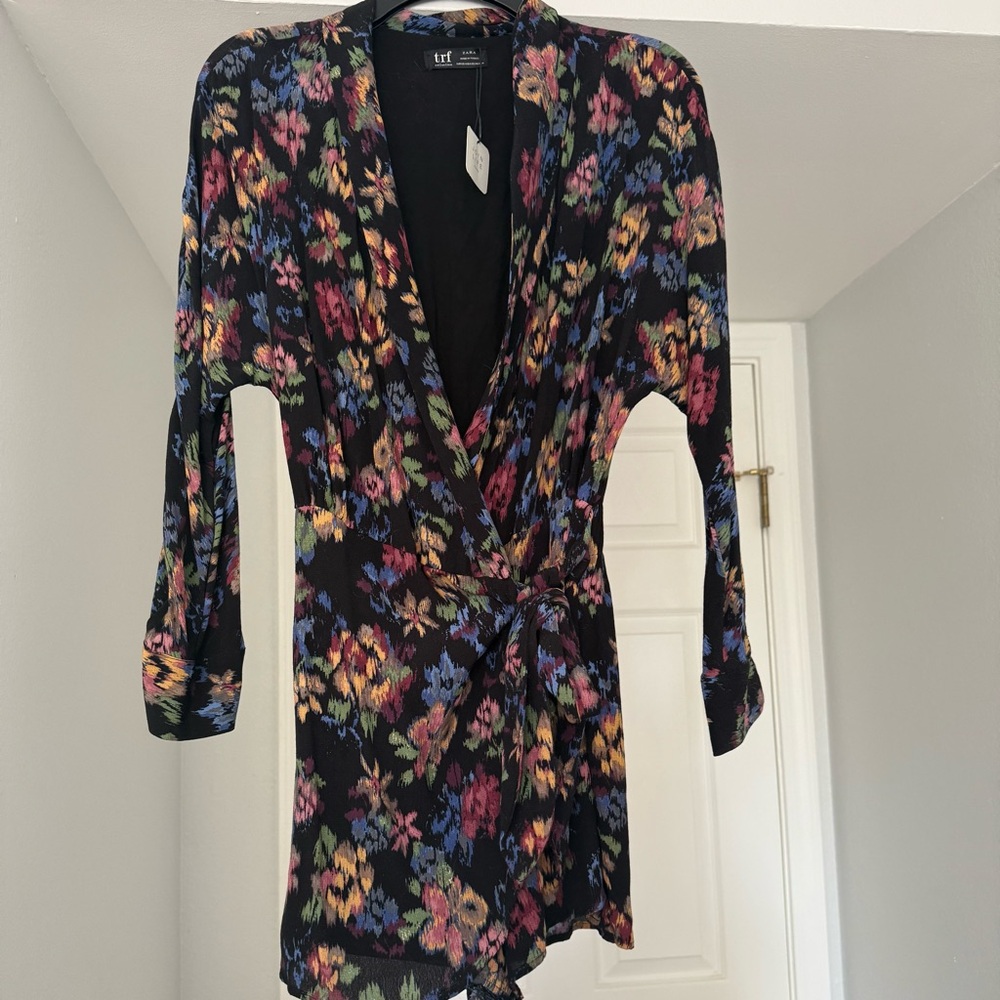 Floral Wrap Romper with Tie Waist
